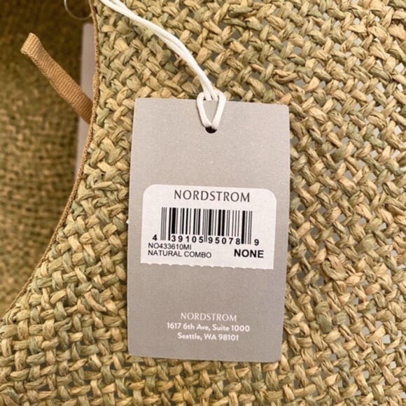 NEW Nordstrom Floppy Straw Sun Hat Natural Combo